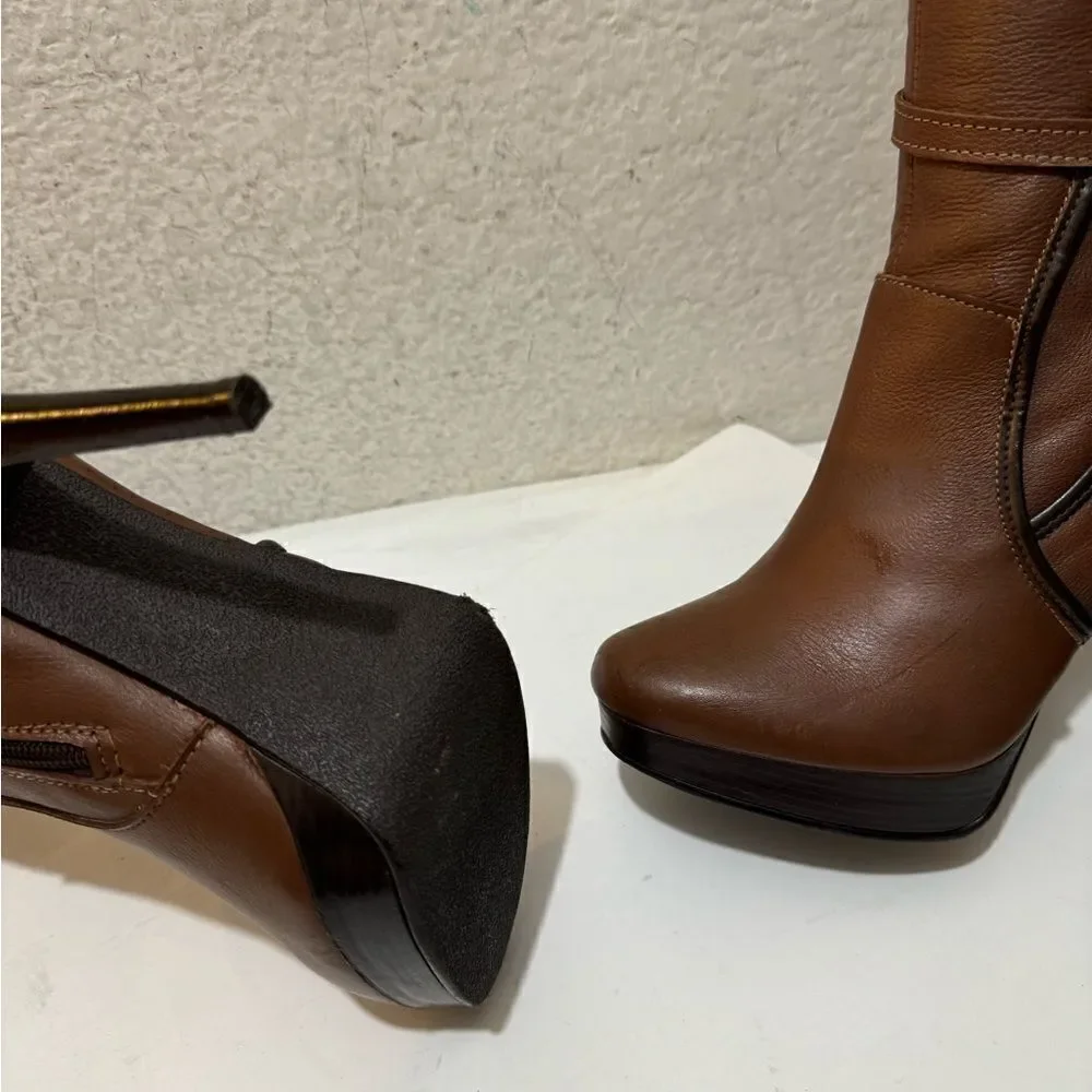 Seducta platform leather heeled  boots size 24 ,5/ 8,5 US